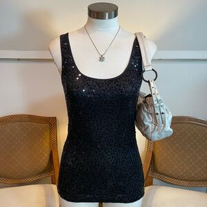Express Y2K Black Sequin Tank Top